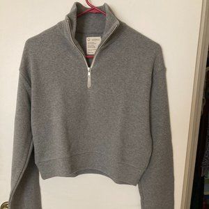 For Days Gray Waffle Crop Half Zip